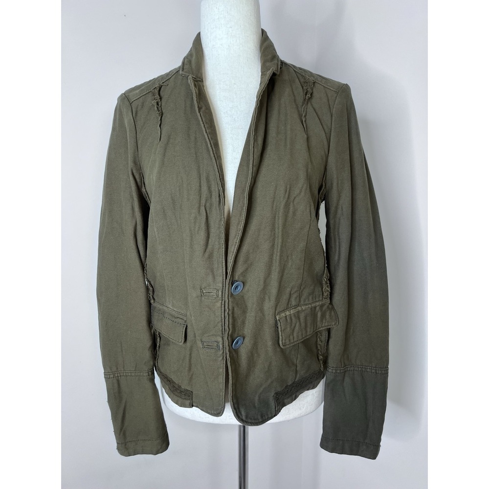 Anthropologie Hei Hei Delaine Jacket 6 Houndstooth Military Utility Blazer Olive